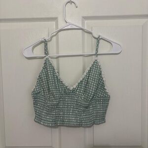 XL Green Gingham Women's Cropped Top